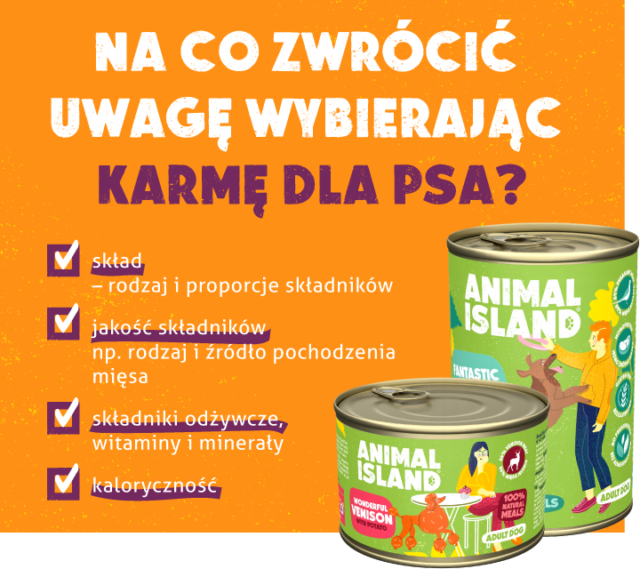 Na co zwrócić uwagę wybierając karmę dla psa - infografika